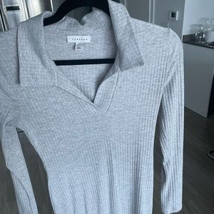 Top shop grey ribbed maxi dress with a slit